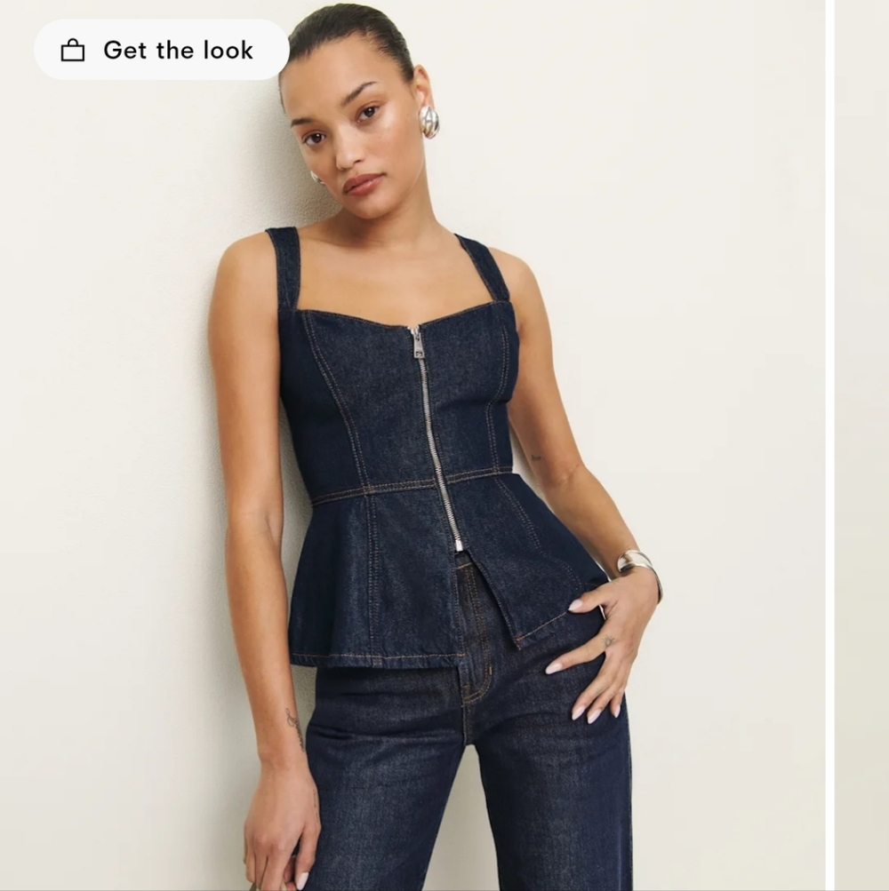 Reformation Zeta Denim Top Blue - Size 6